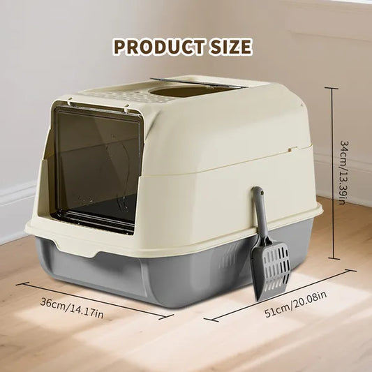 Extra Large Dual-entry Cat Litter Box Convertible Open&enclosed