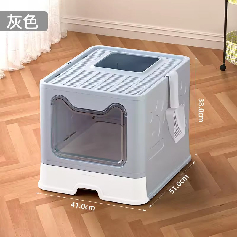 Front-entry Enclosed Extra-large Cat Litter Box With A Collection