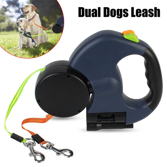 Retractable Dog Leash For Small Dogs Reflective Dual Pet Lead 360