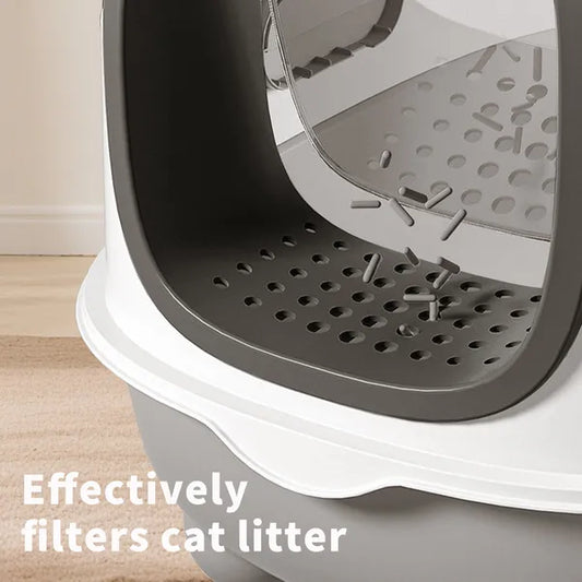 E Classic Grey Cat Litter Box Simple And Practical Large Space High