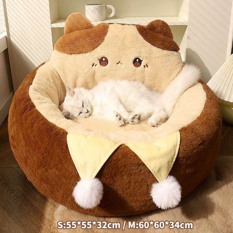 Cats Sofa Dogs Bed Round Cat Pad Mattress Winter Warm Deep Sleep