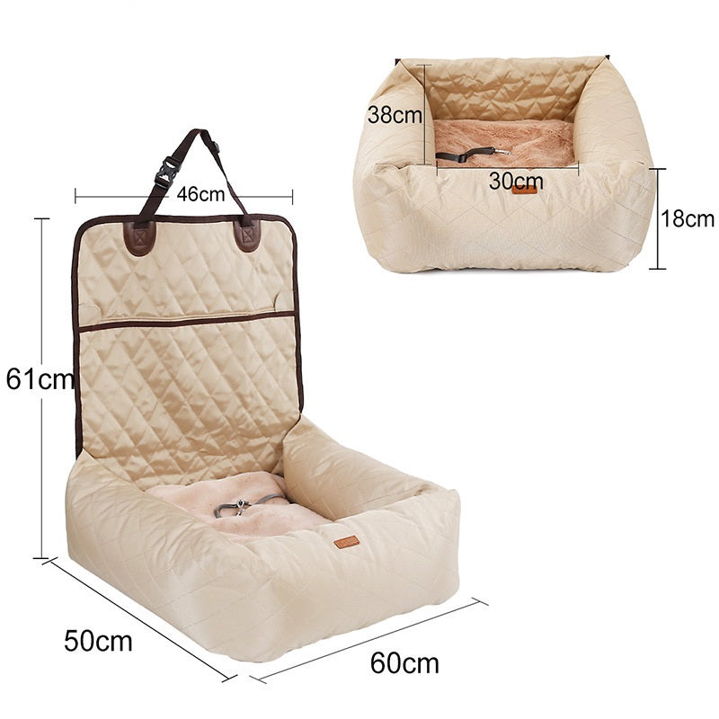 2-in-1 Pet Dog Carrier Folding Car Seat Pad Thickened Multi-purpose