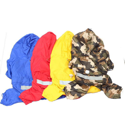 Pet Raincoat Dog Four-leg Hooded