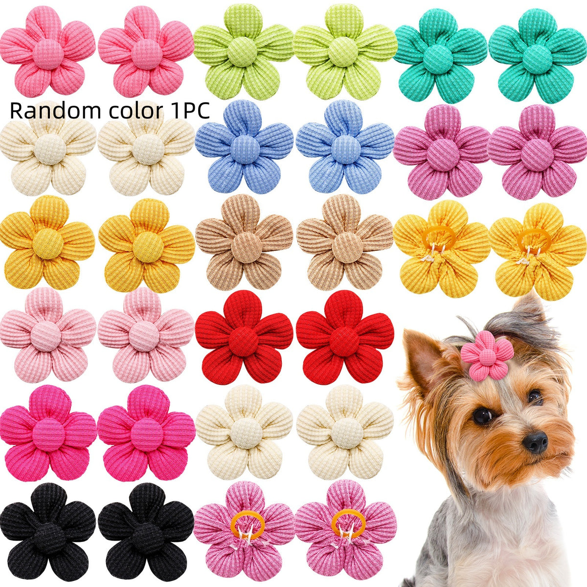 Pet Headdress Flower Spring Solid Color Dog Cat Accessories