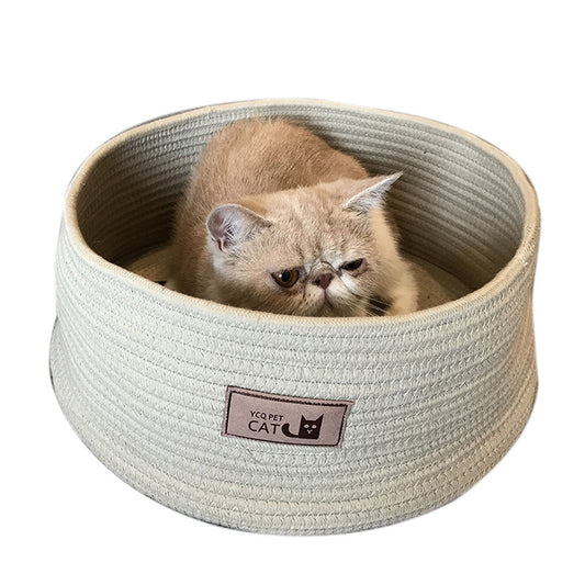 Cat Litter Small Dog Kennel Round Bed