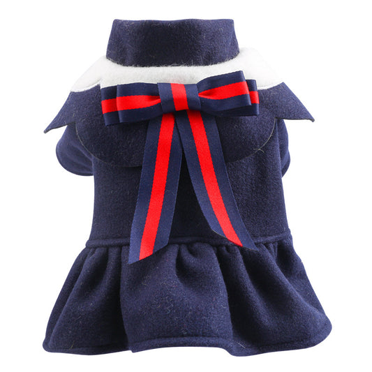 Pet Dog Cat Autumn And Winter Woolen Cloth Student British Style