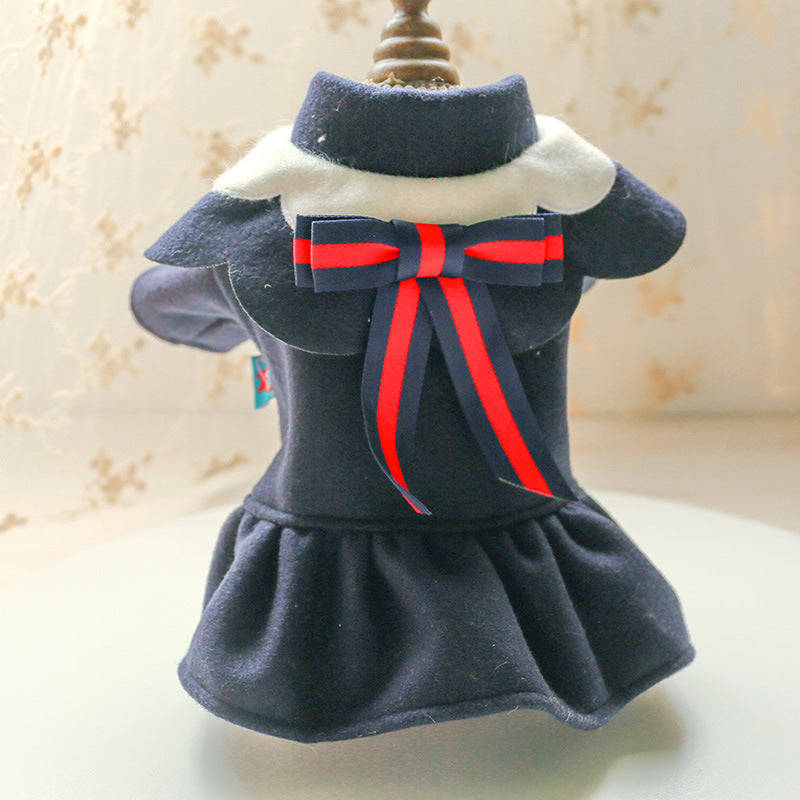 Pet Dog Cat Autumn And Winter Woolen Cloth Student British Style