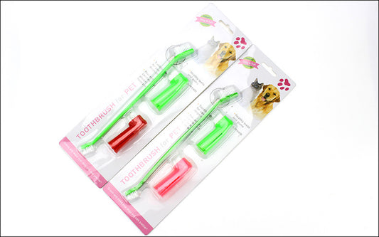 Pet Toothbrush Three-piece Set Double-headed
