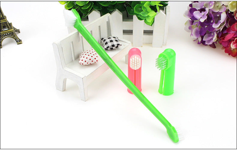 Pet Toothbrush Three-piece Set Double-headed