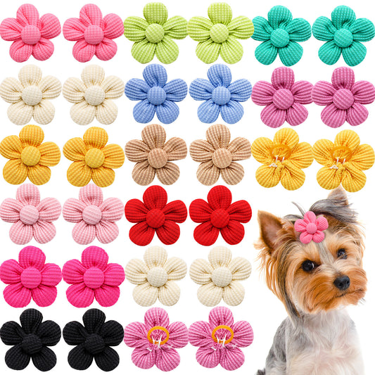 Pet Headdress Flower Spring Solid Color Dog Cat Accessories