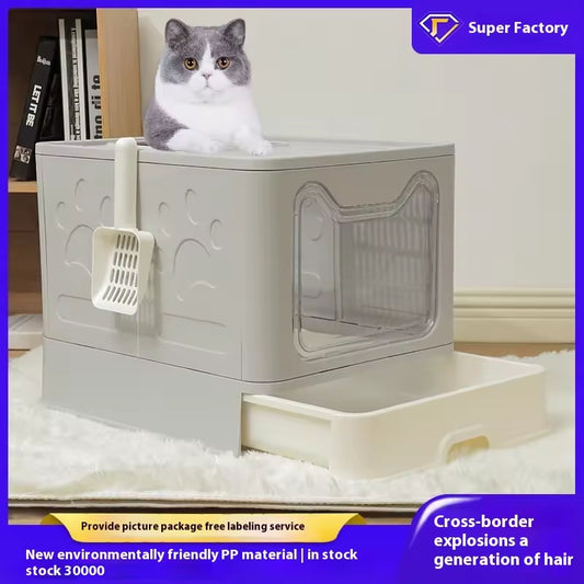Front-entry Enclosed Extra-large Cat Litter Box With A Collection