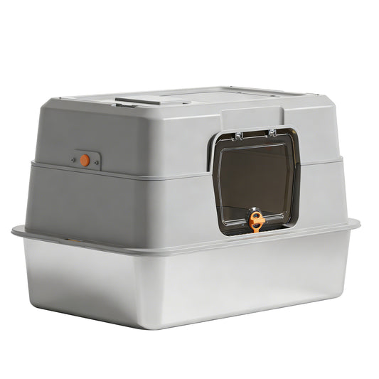 Only Self Pickup---fully Enclosed Stainless Steel Cat Litter Box
