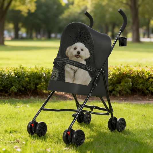 Pet Stroller For Small Dogs Cats With Mesh Ventilation Lightweight