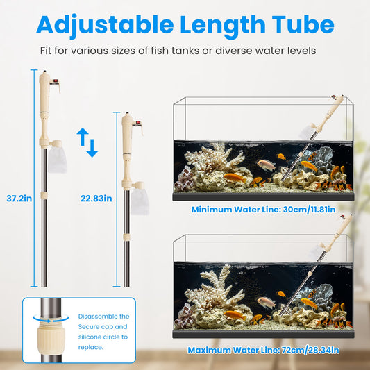 1 Set Multifunctional Electric Aquarium Gravel Cleaner Kit Length