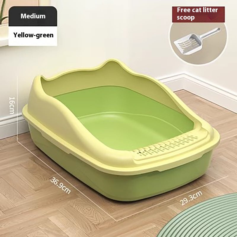 Litter Box Oversized Semi-enclosed Cat Toilet Anti-splash Poop Basin
