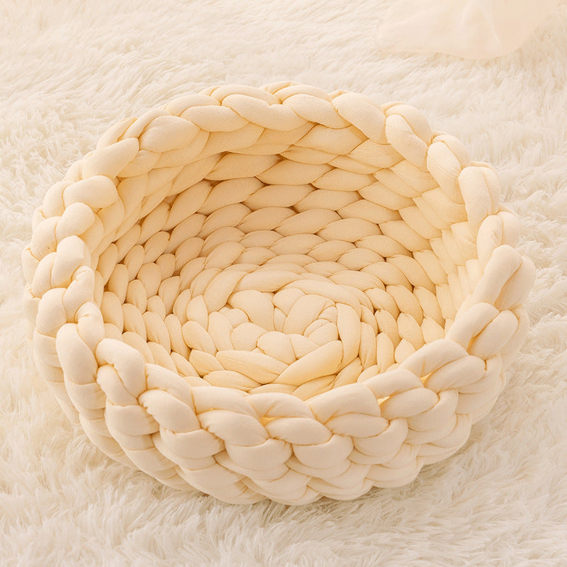 Cat House Cushion Soft Long Plush Warm Pet Mat Cute Kennel Sleeping