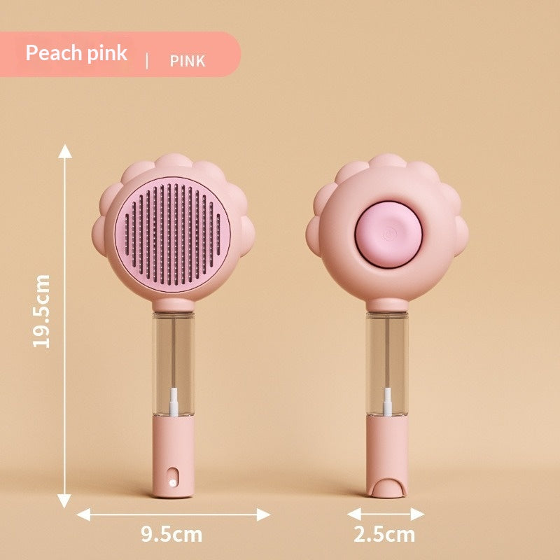 2-in-1 Self Cleaning Dog Brush Comb With Spray Pets Grooming Hair