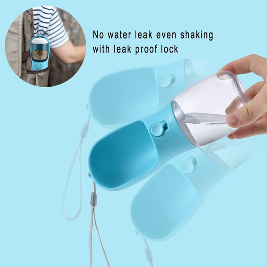 Portable Dog Water Bottle With Food Container Filter Travel