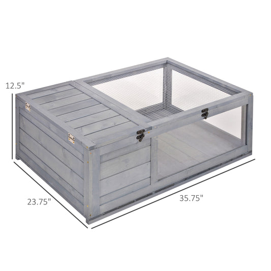 Wooden Reptile Cage With 3 Windows Slide-out Tray For Turtles