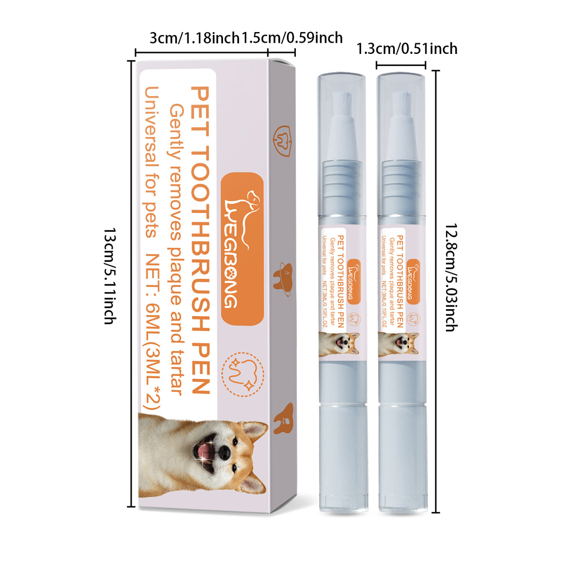 Pet Dental Toothbrush Pen 2pack Dog Cat Plaque Tartar Remover