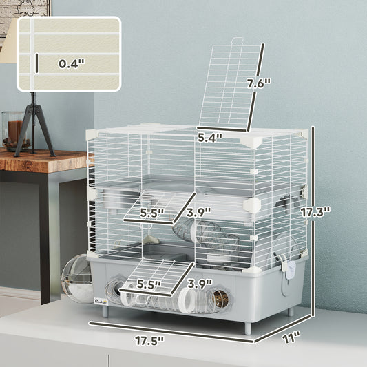 2-tier Hamster Cage With Sand Bathroom Running Wheel Water Bottle