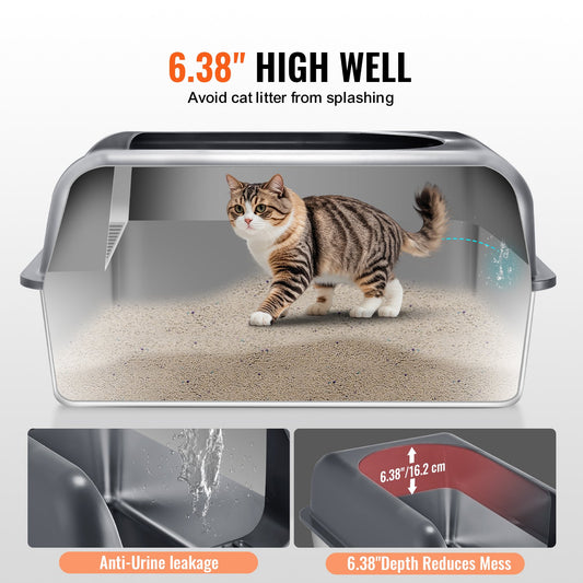 6 In Deep Cat Litter Box Odor-free With Filtering Foot Board