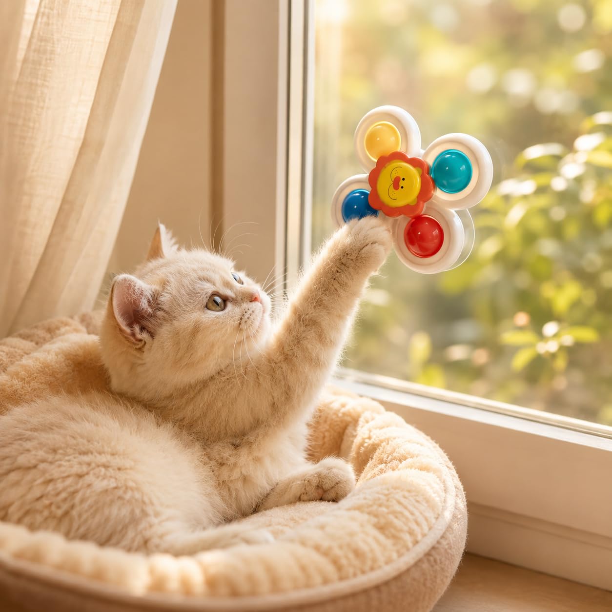 3pcs Suction Cup Cat Toy Window Perch Companion Interactive Play