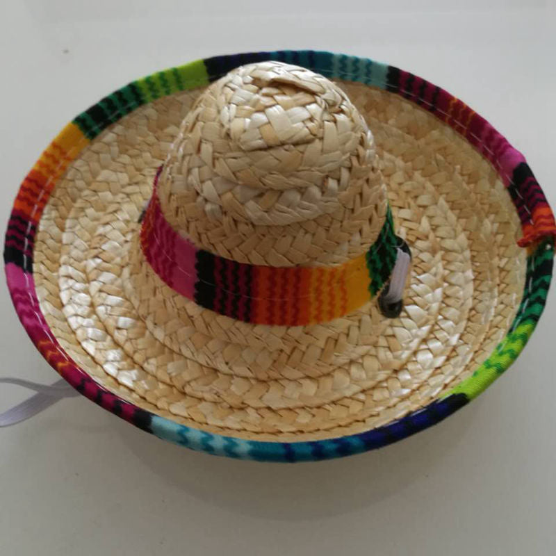 Pet Supplies Straw Woven Mini Pet Dog Hat Pet Mexican Pet Cat Sun