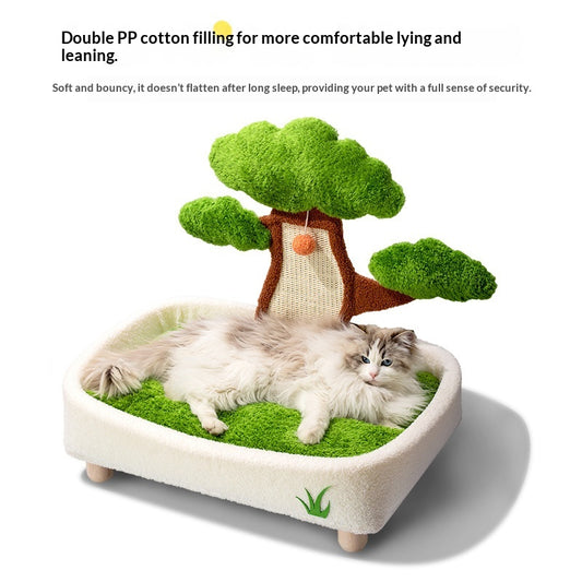 Cat Bed And Scratching Post Combo All-season For Winter