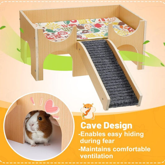 Wooden Guinea Pig House Hamster Hideout Toy