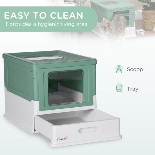 Fully Enclosed Cat Litter Box Portable Pet Toilet With Spoon Large