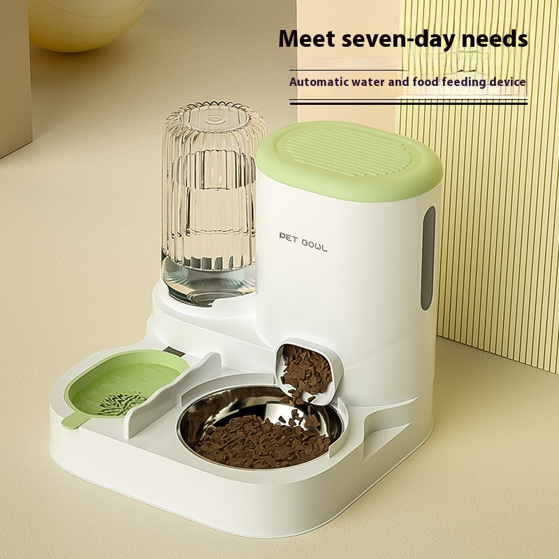 Cat Bowl Automatic Feeding Water Fountain Integrated Double