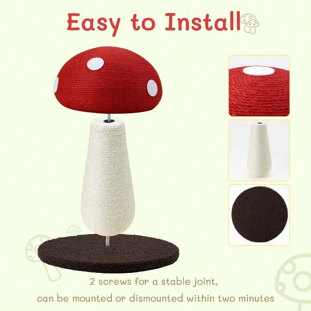 Mushroom Cat Scratching Post Unique Design Sisal Wrapped Ideal For
