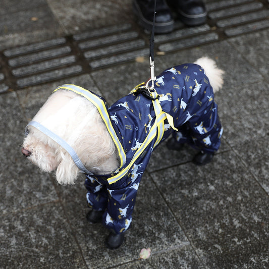 Dog Raincoat Teddy Bag Belly Four-legged Waterproof