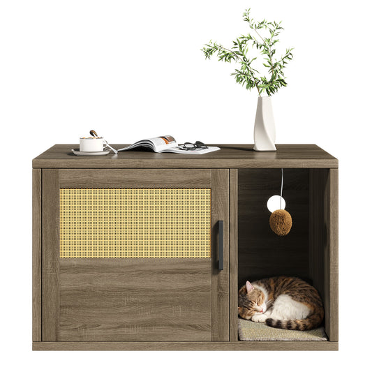Cat Litter Box Enclosure Furniture Cabinet Odor Control With