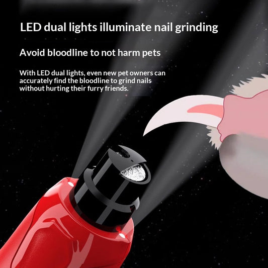 Pet Nail Grinder With Light 6-speed Dust-proof And Quiet Dog Clipper