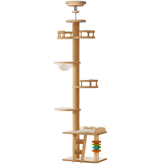 Adjustable Height Floor-to-ceiling Cat Tree Made Of Mdf Board Tall