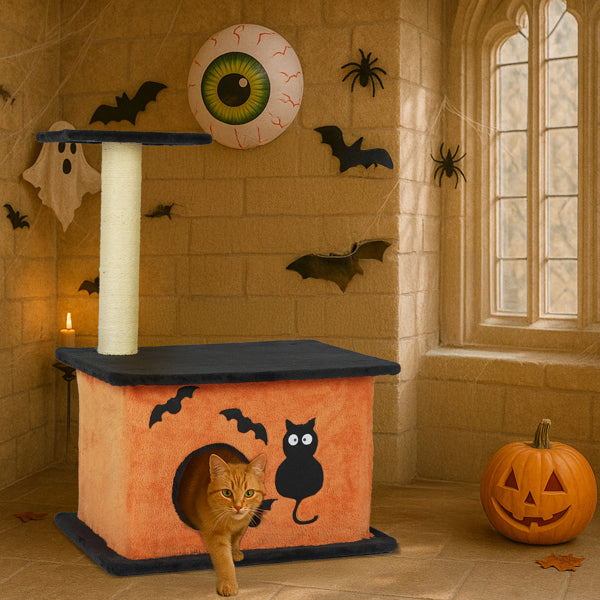 33inch Halloween Cat Tree Tower For Indoor Cats With Spacious Condo