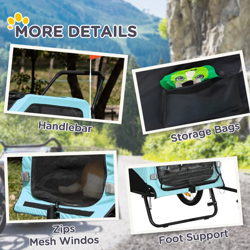 2-in-1 Dog Bike Trailer Pet Stroller Carrier For Large Dogs With