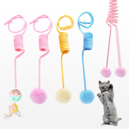 Cat Toy Self-hi Sucker Spring Rabbit Hair Ball Interactive Play Pet