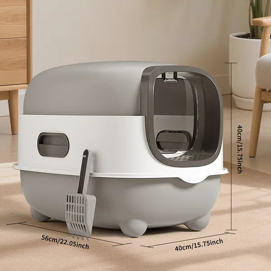High-capacity Enclosed Cat Litter Box Odor-lock Scratch-resistant