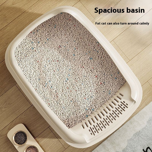 Litter Box Oversized Semi-enclosed Cat Toilet Anti-splash Poop Basin