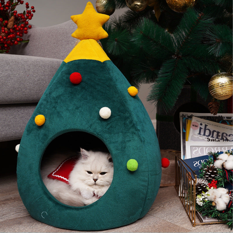 Pet Christmas Tree Cat Bed Mat Kennel Felt Litter Supplies