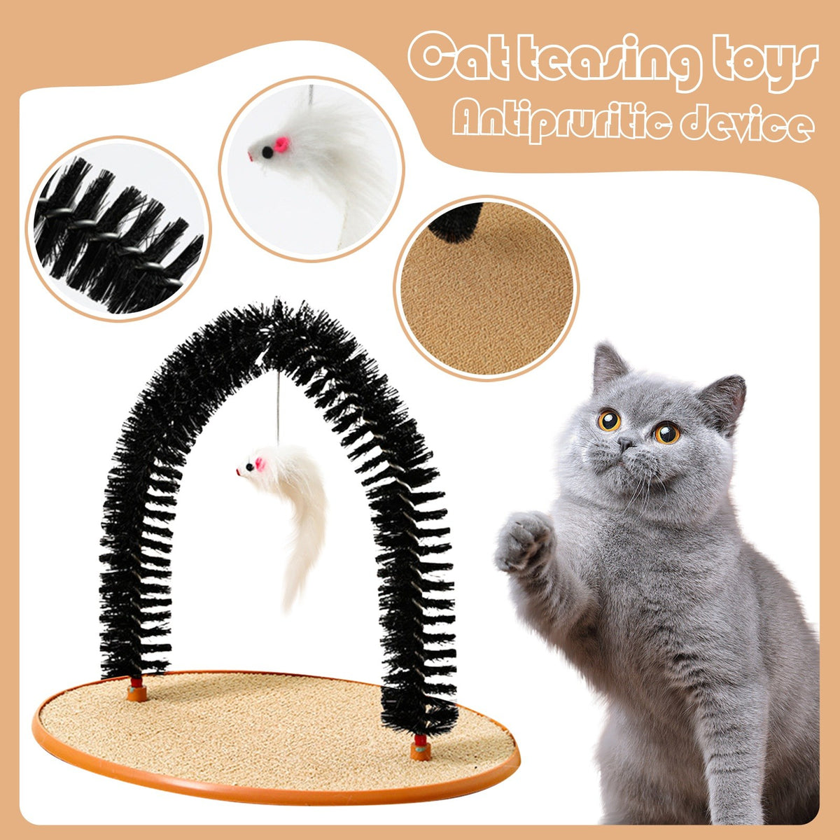 Cat Hair Rub And Anti-itch Device Plastic Arch-shaped Brush