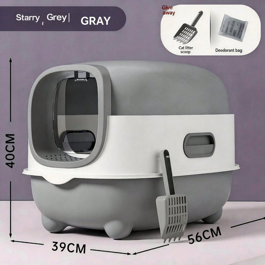 Fully Enclosed Cat Litter Box With Uv Sterilization Odor Control