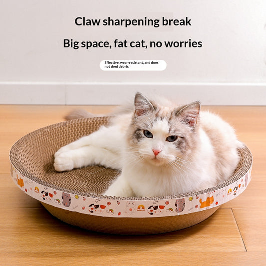 Large Round Cat Scratching Post With Warm Bed For Winter