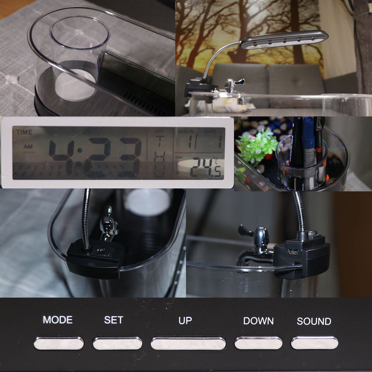 USB Desktop Streaming Mini Aquarium Time Date Week Temperature