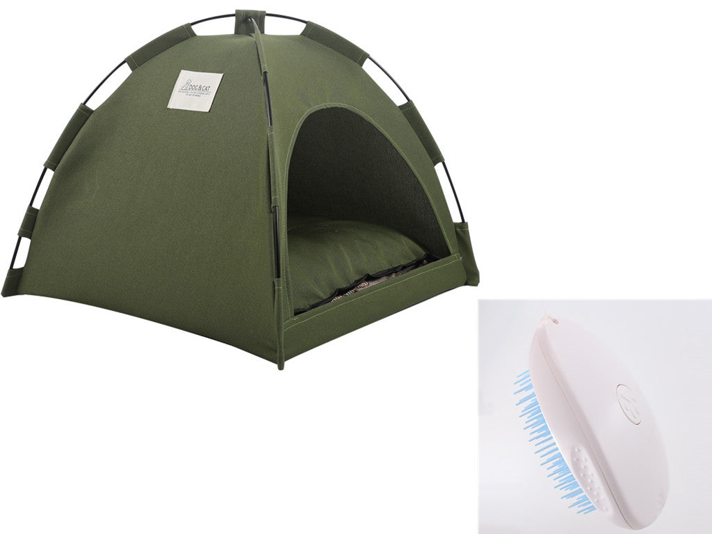 Cat Tent Cooling Mat Dog House Pet Sofa Camping Bed With Cushion