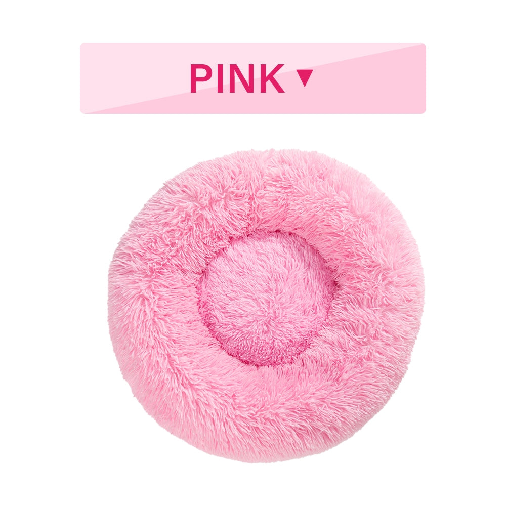 Fluffy Donut Dog Bed Warm Soft Long Plush Pet Cushion House Cat