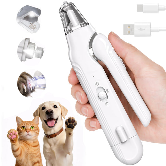 2-in-1 Dog Nail Clippers With Light Electric Pet Grinder Quiet For